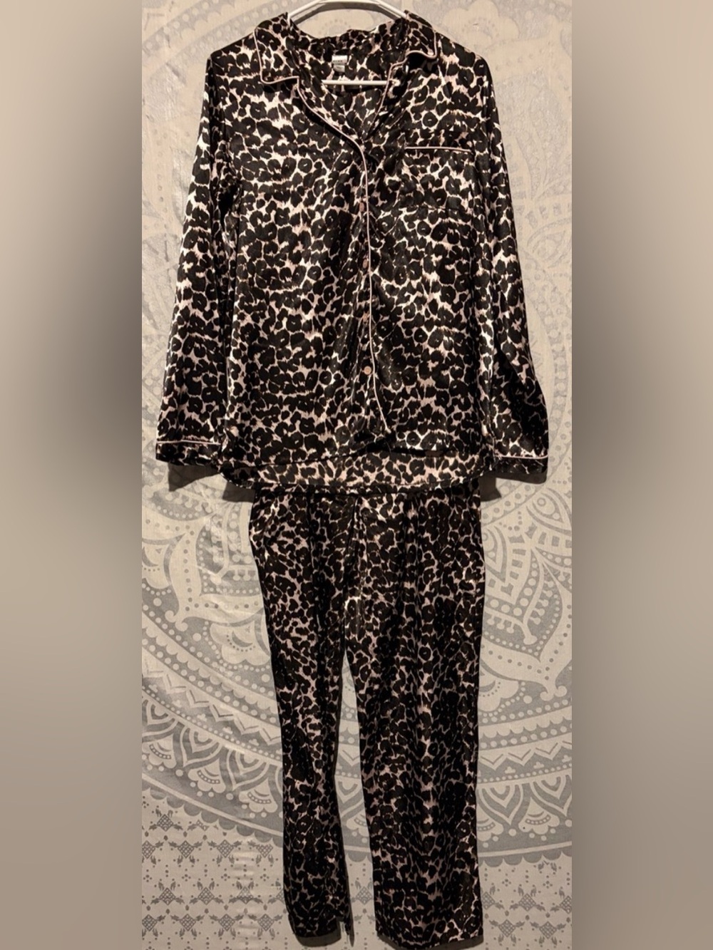 🐆 PINK K Cheetah Leopard Print Satin Pajama Set | Small 🐆